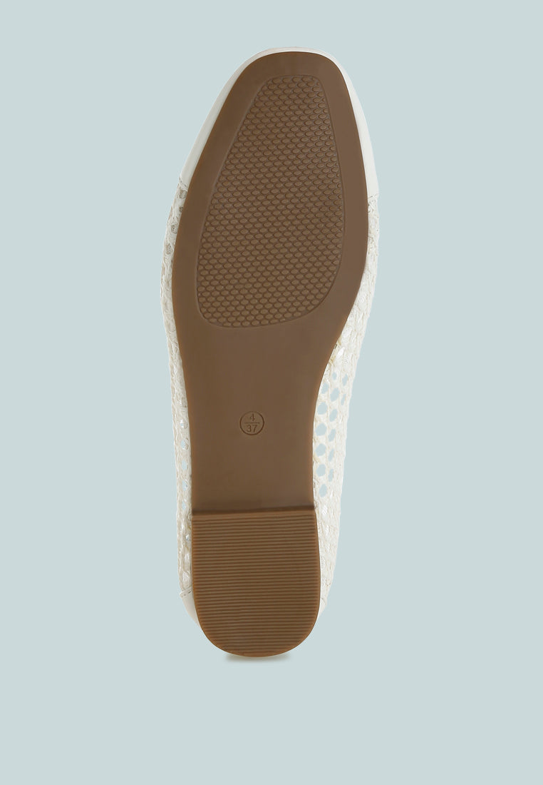 Square Woven Bow Detail Ballerinas