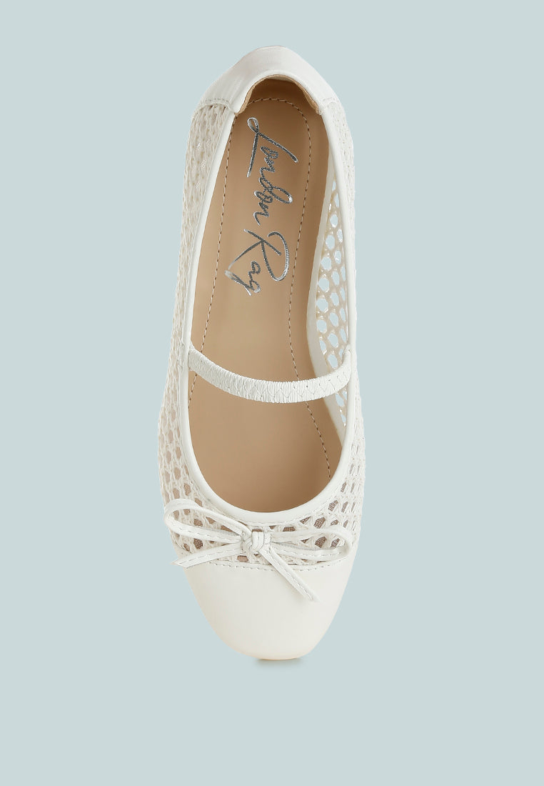 Square Woven Bow Detail Ballerinas