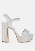 Ortage Rhinestones Embellished High Block Heels-0