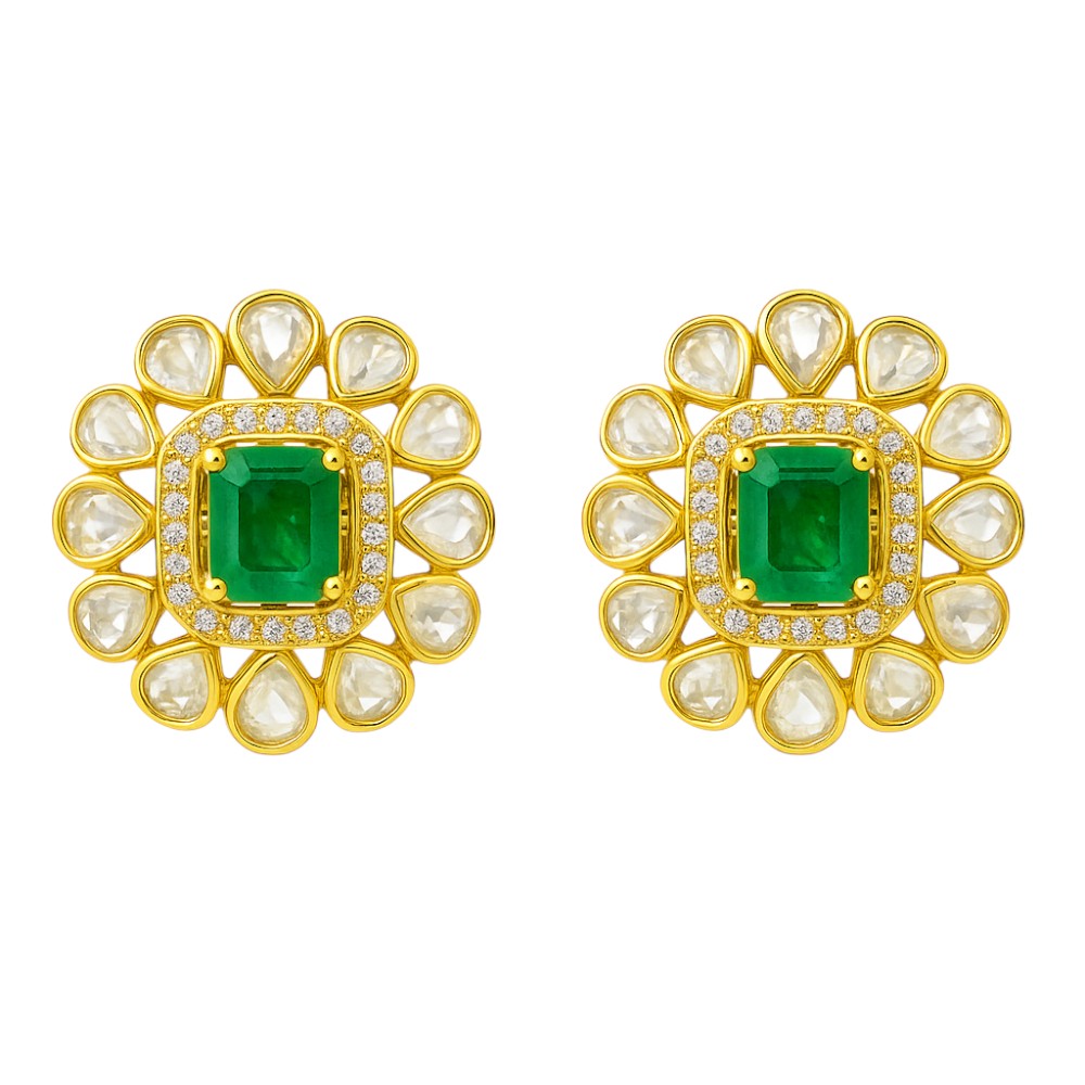 Royal Stud Earrings 18K Gold Plated Handmade Jewelry