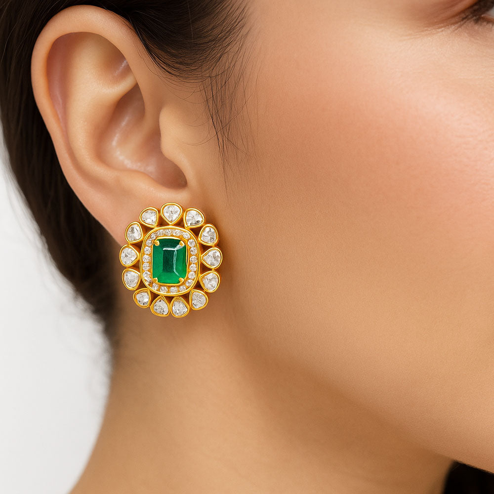Royal Stud Earrings 18K Gold Plated Handmade Jewelry