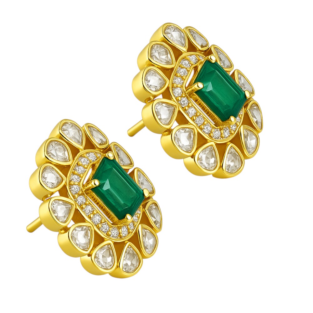Royal Stud Earrings 18K Gold Plated Handmade Jewelry