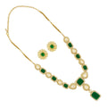 Bridal Kundan Polki Green Necklace & Earring Set 18K Gold Plated