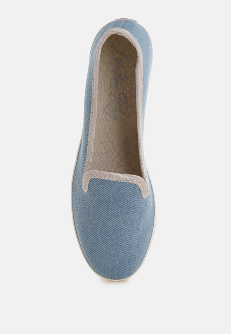 Blue Denim Slip On Loafers