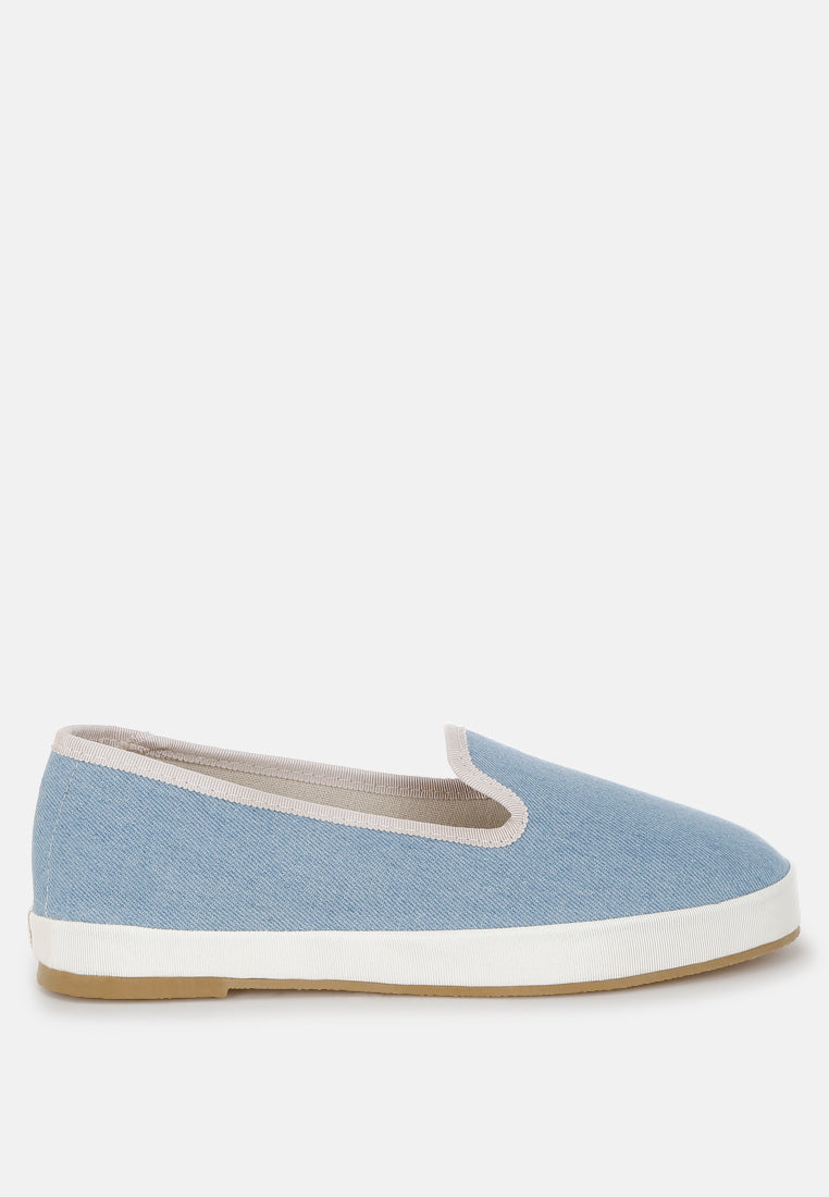 Blue Denim Slip On Loafers