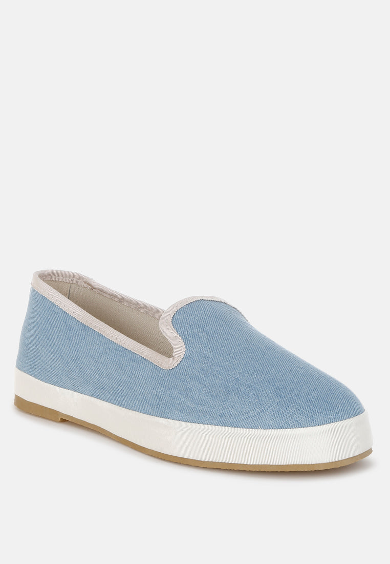 Blue Denim Slip On Loafers