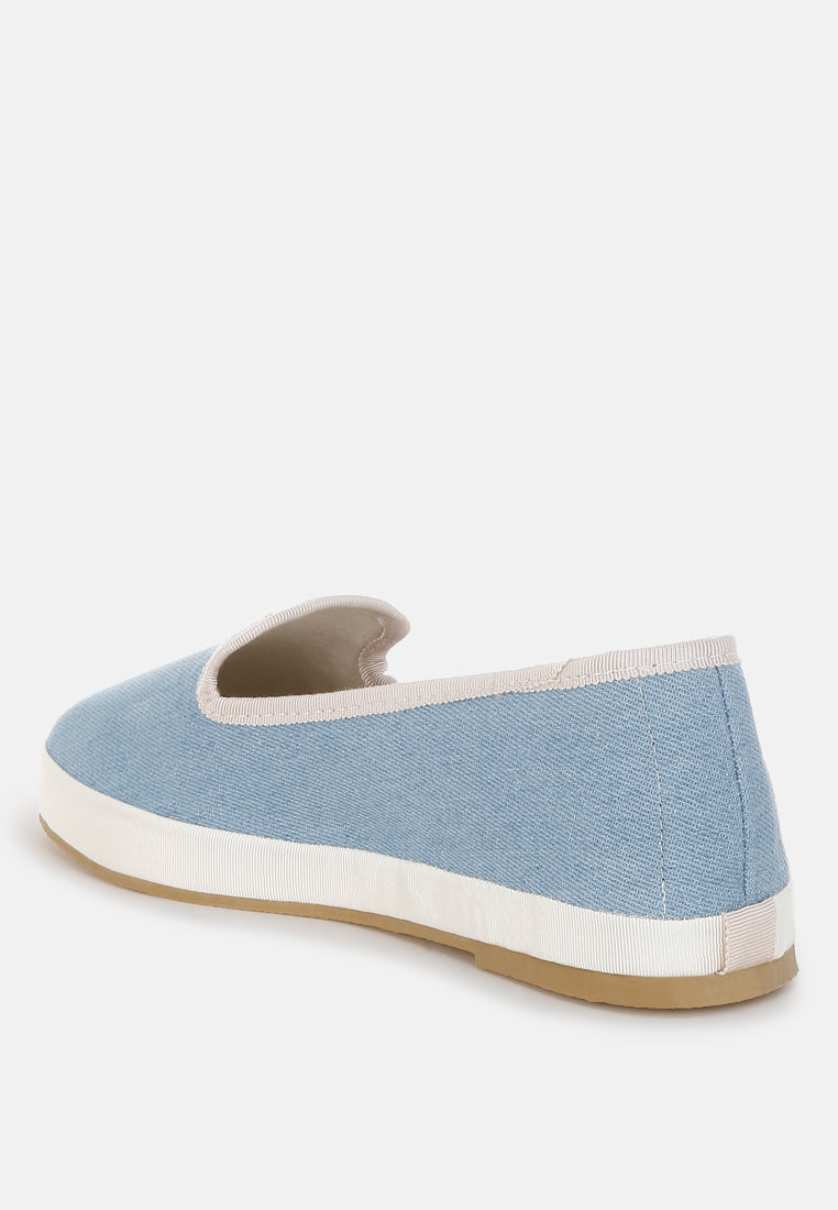 Blue Denim Slip On Loafers