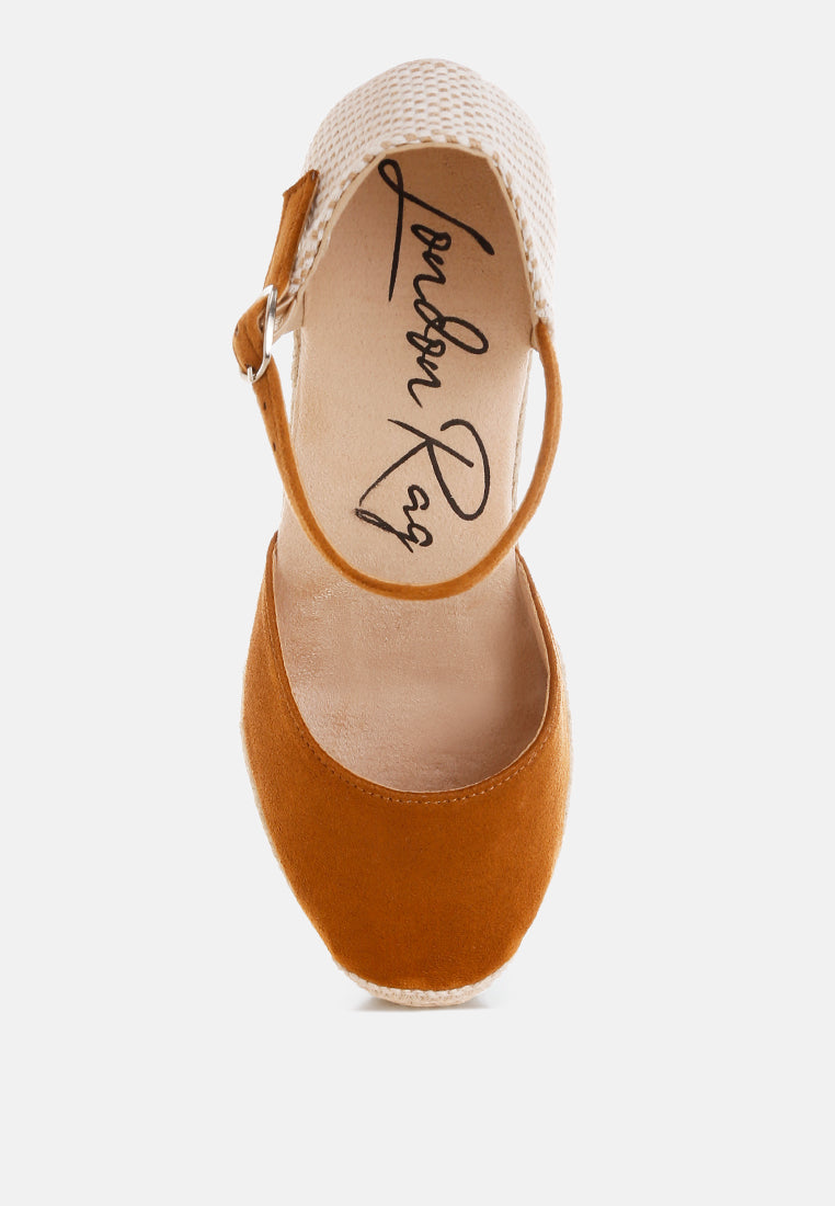 Wedge Heel Microfiber Espadrilles Sandals