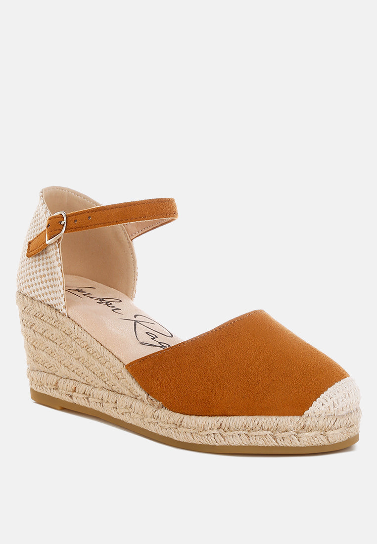 Wedge Heel Microfiber Espadrilles Sandals