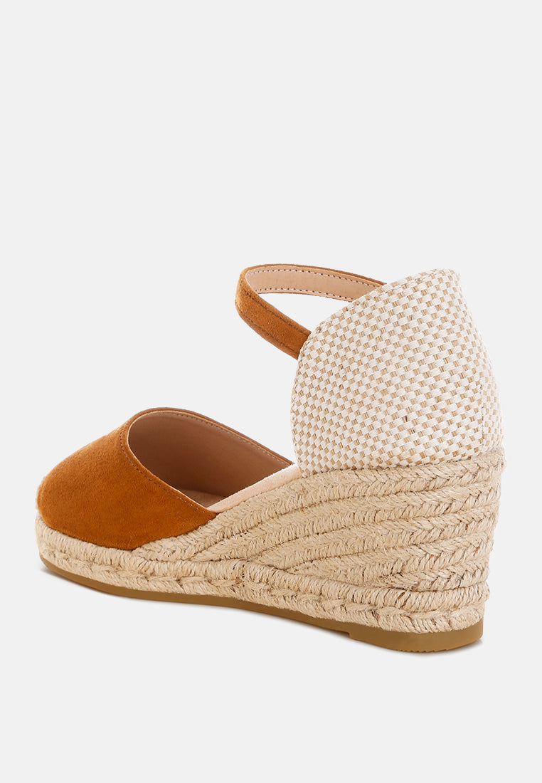 Wedge Heel Microfiber Espadrilles Sandals