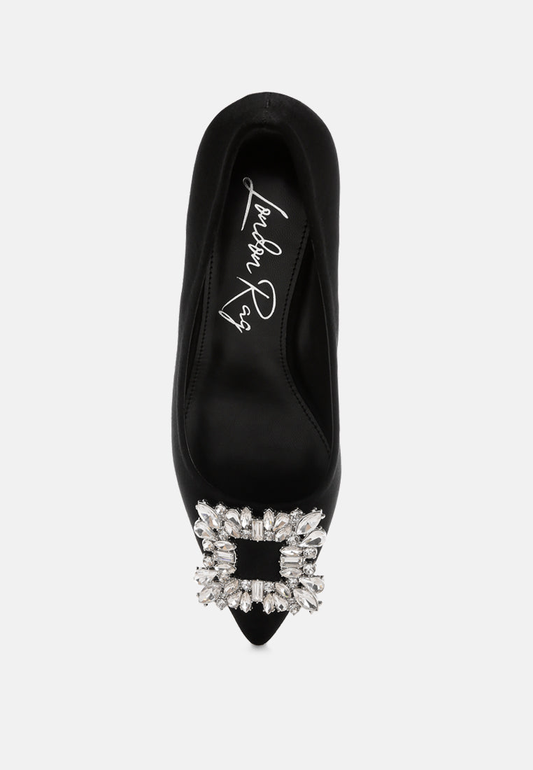 Diamante-Embellished Kitten Heel Pumps