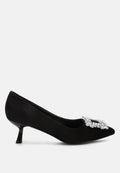 Diamante-Embellished Kitten Heel Pumps