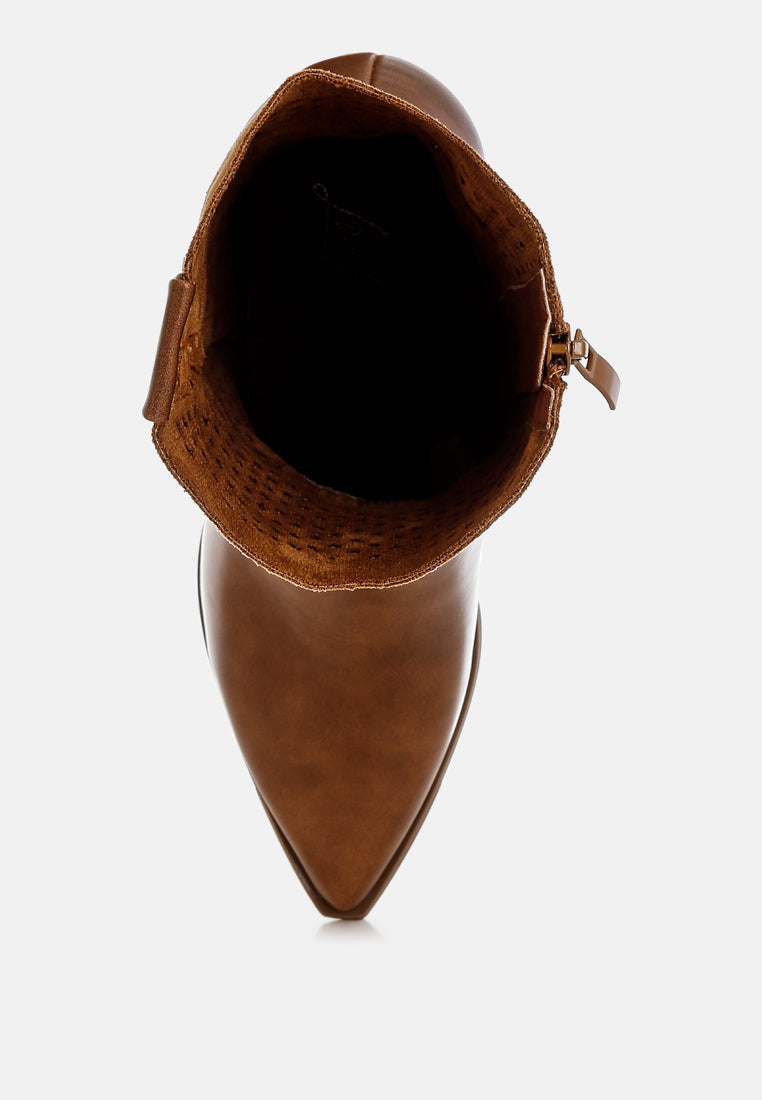 Faux Leather Upper Woven Cowboy Boots
