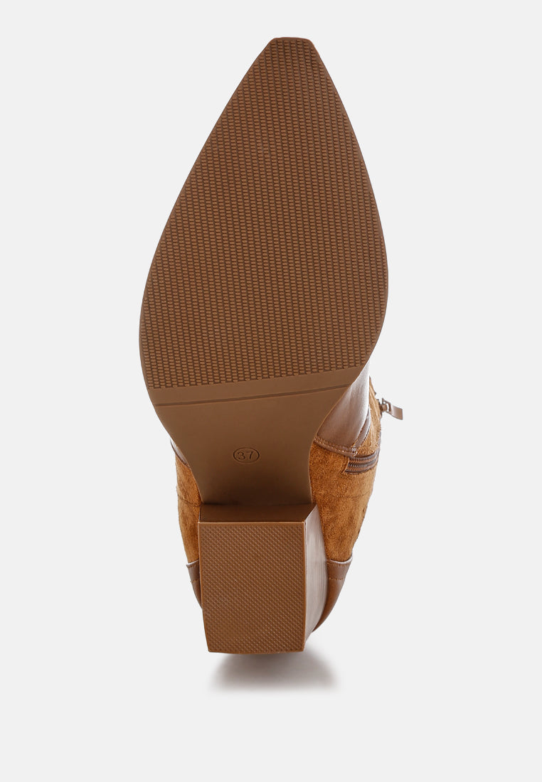 Faux Leather Upper Woven Cowboy Boots