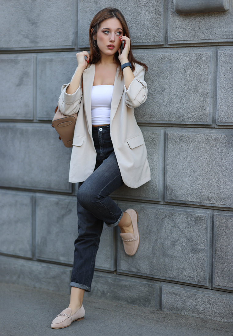 Braided Suede Leather Loafers