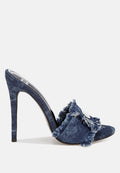 Distressed Denim Stiletto Sandals