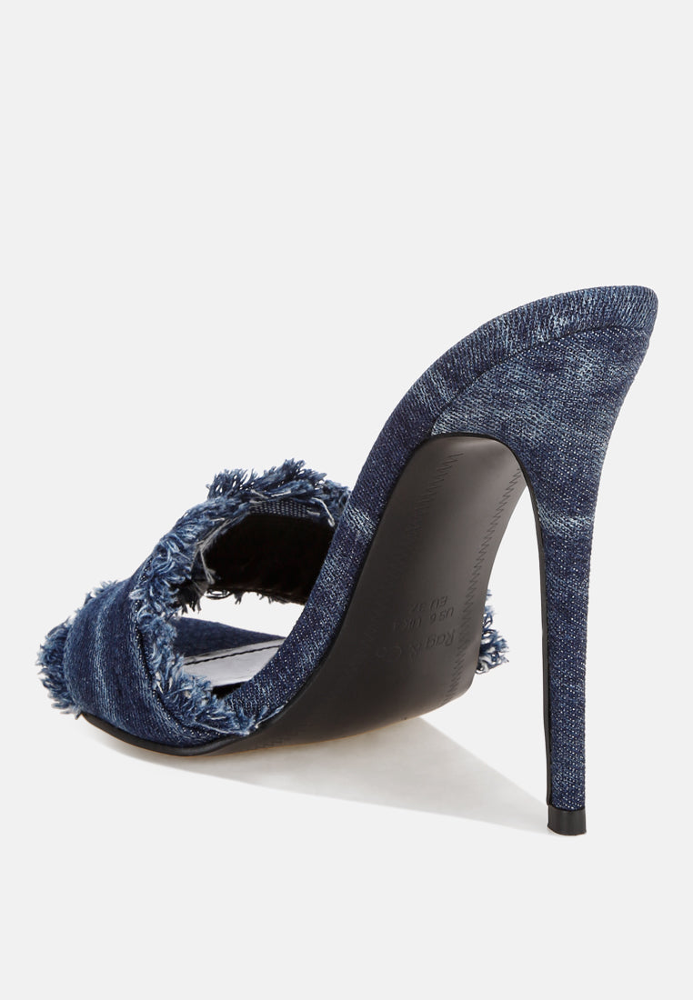 Distressed Denim Stiletto Sandals