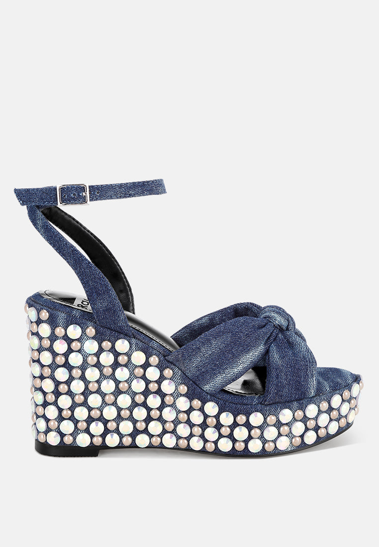 Moondot Embellished Wedge Heel Sandals