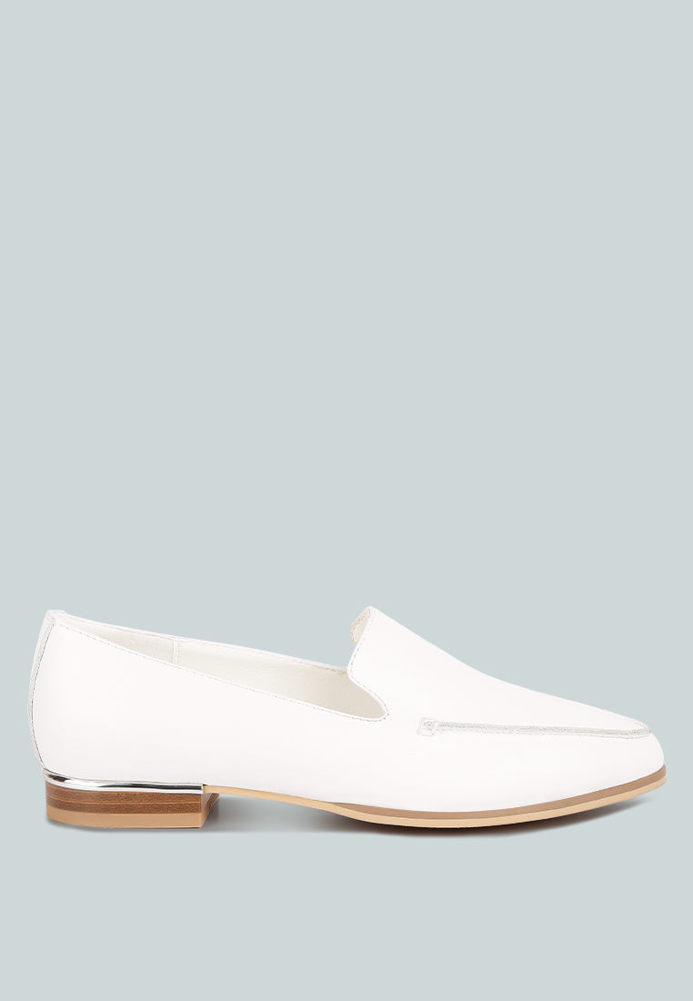 Metallic Sling Detail Leather Loafers