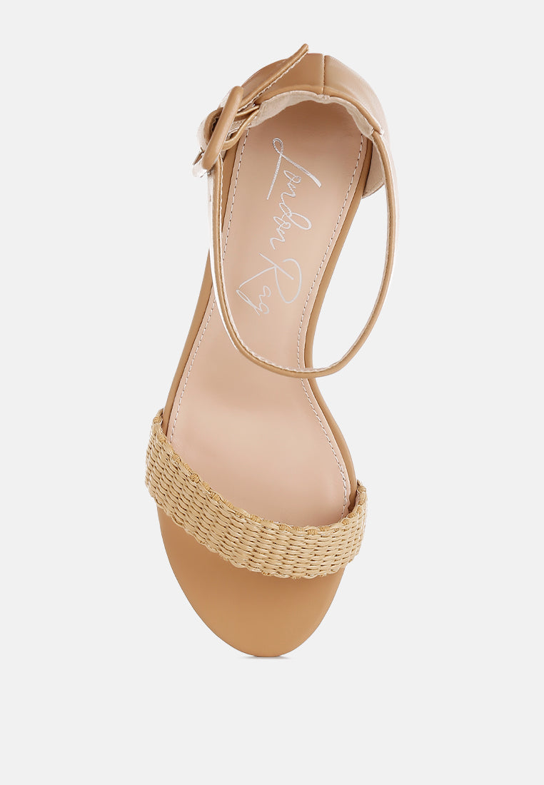 Bohemian Raffia Kitten Heel Sandals