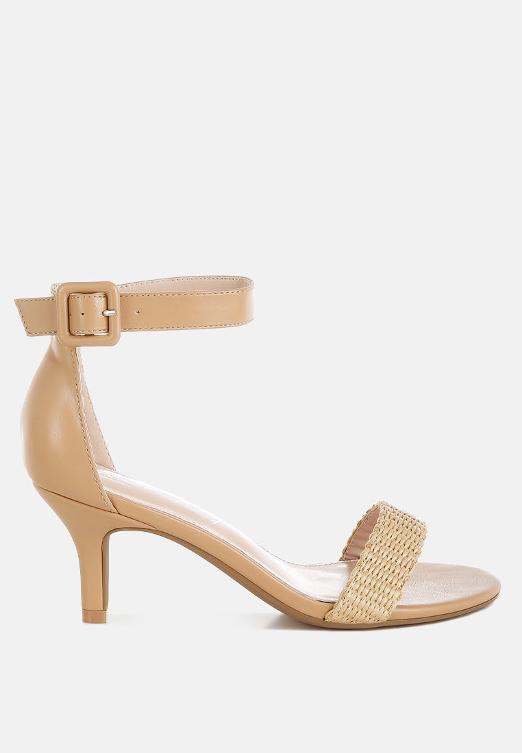 Bohemian Raffia Kitten Heel Sandals