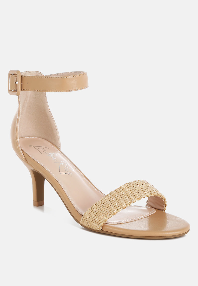 Bohemian Raffia Kitten Heel Sandals