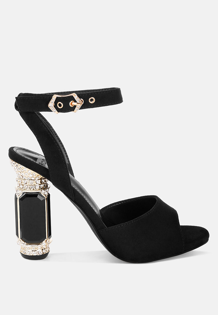 Diamante Encrusted Jewel Heel Sandals