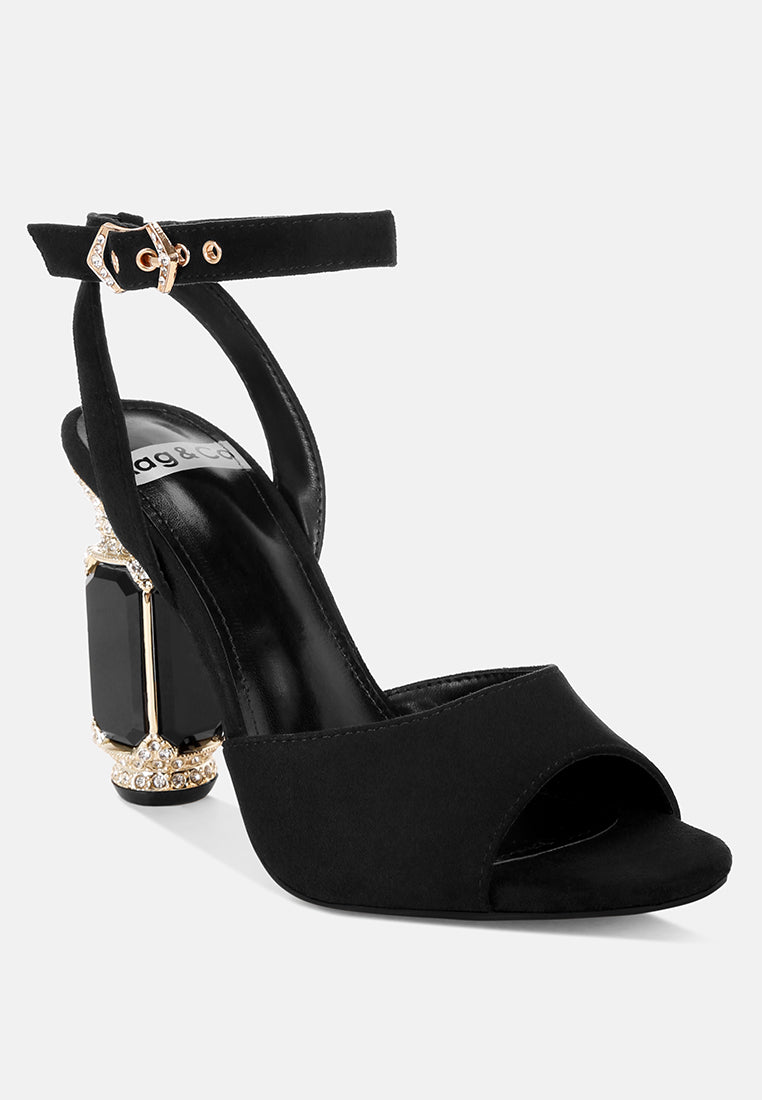 Diamante Encrusted Jewel Heel Sandals