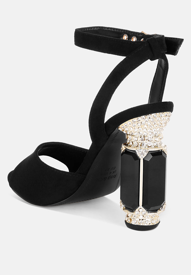 Diamante Encrusted Jewel Heel Sandals