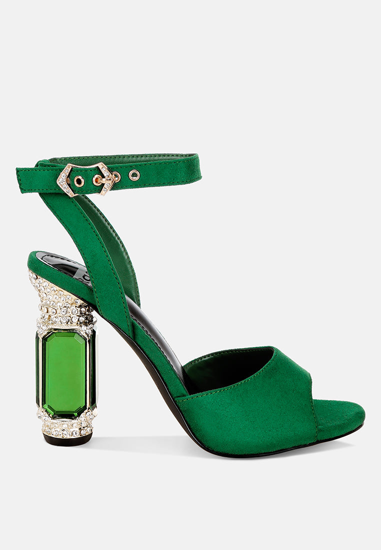 Diamante Encrusted Jewel Heel Sandals