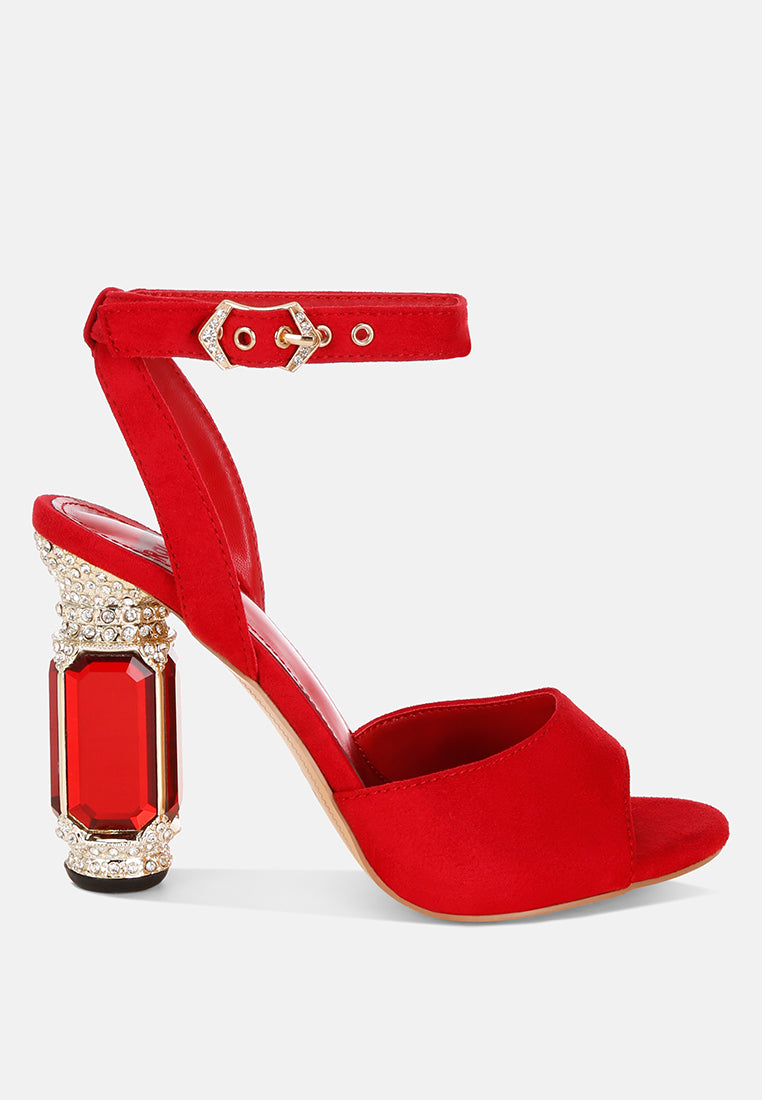 Diamante Encrusted Jewel Heel Sandals