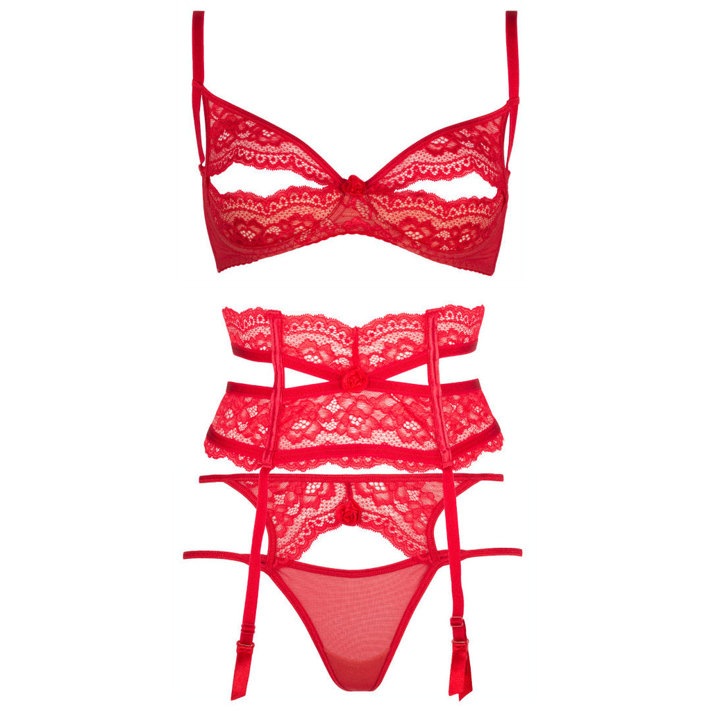 True Red Floral Lace String Thong