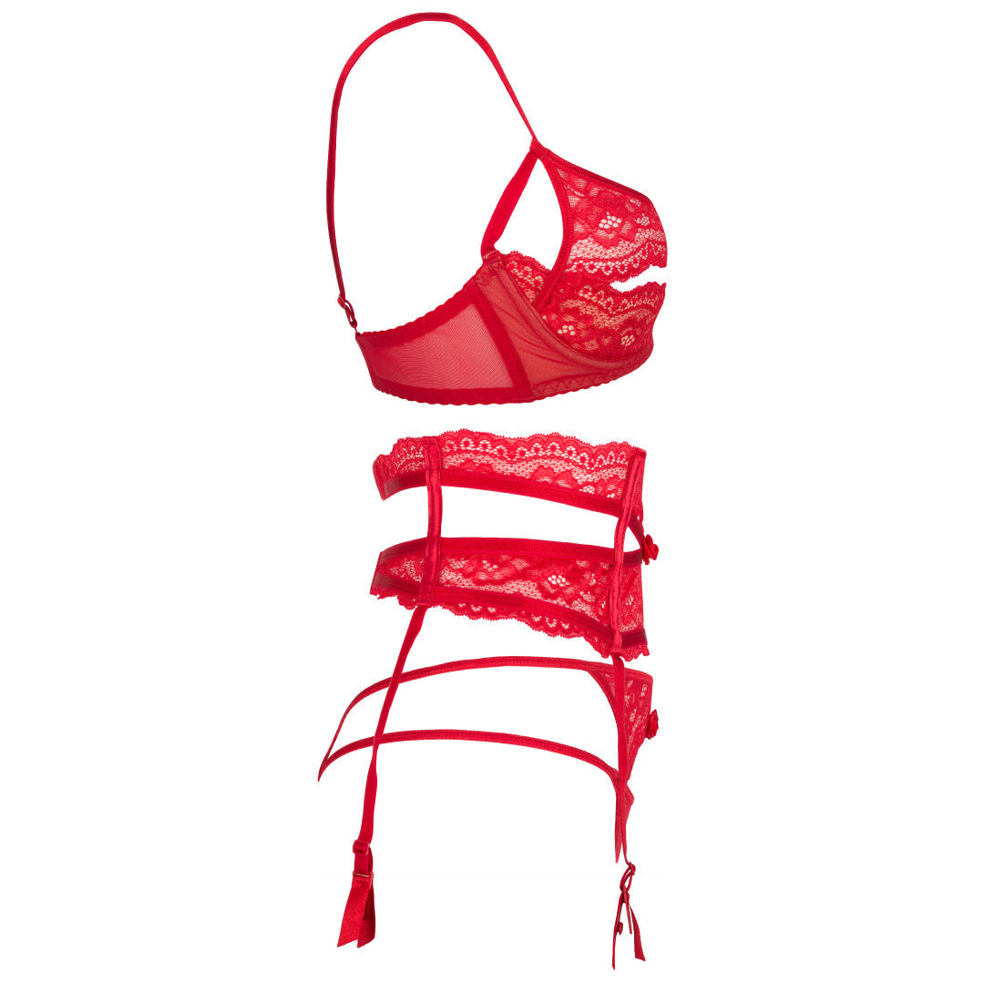 True Red Floral Lace String Thong