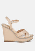 Rhinestones Embellished Ankle Strap Wedge Sandals