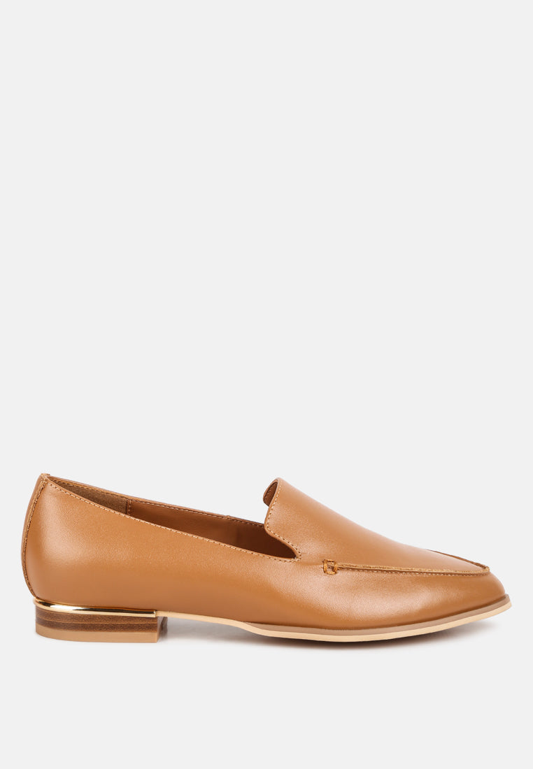 Metallic Sling Detail Leather Loafers