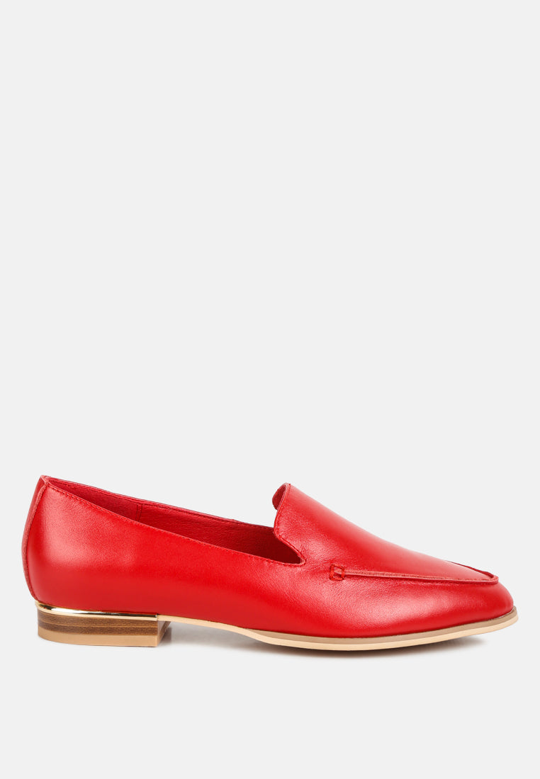 Metallic Sling Detail Leather Loafers