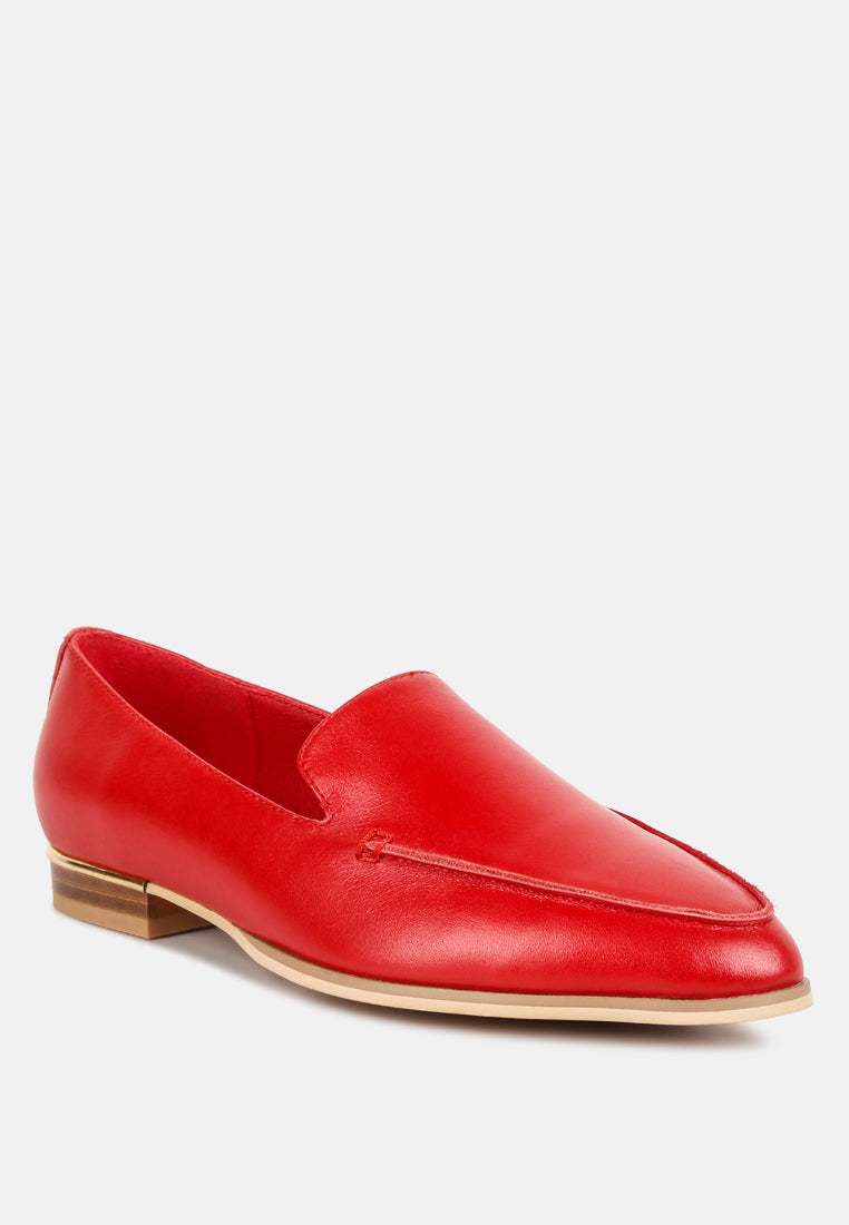 Metallic Sling Detail Leather Loafers