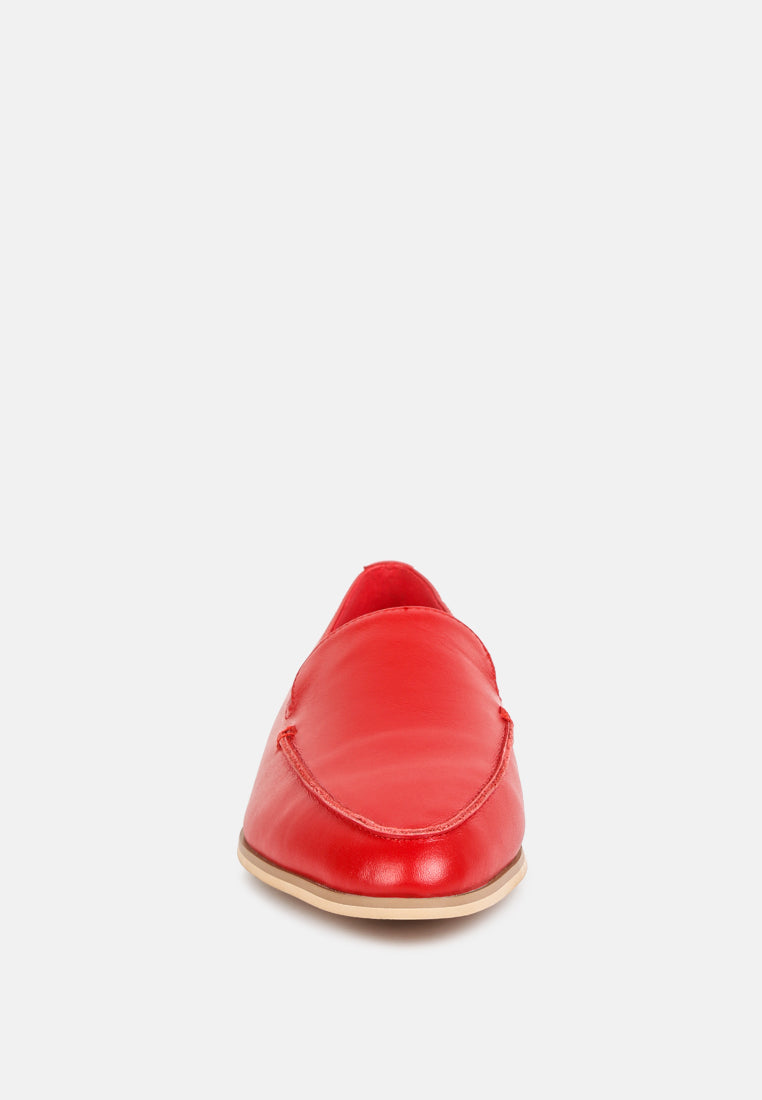 Metallic Sling Detail Leather Loafers