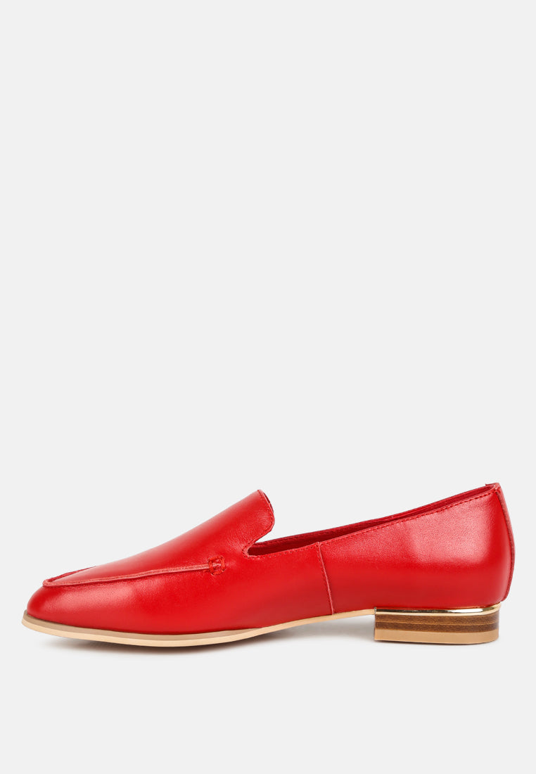 Metallic Sling Detail Leather Loafers