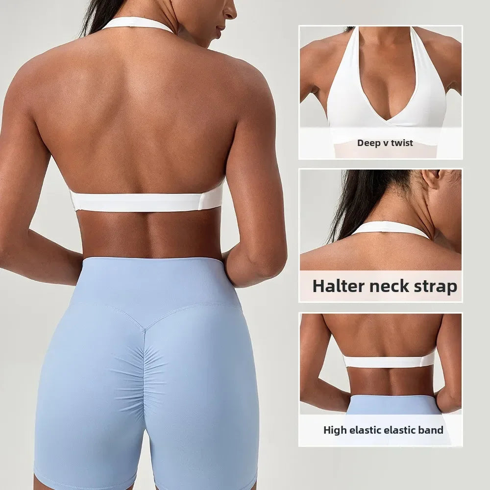 Strappy Open Back Halter Bra