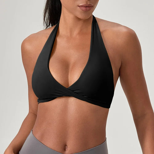 Strappy Open Back Halter Bra