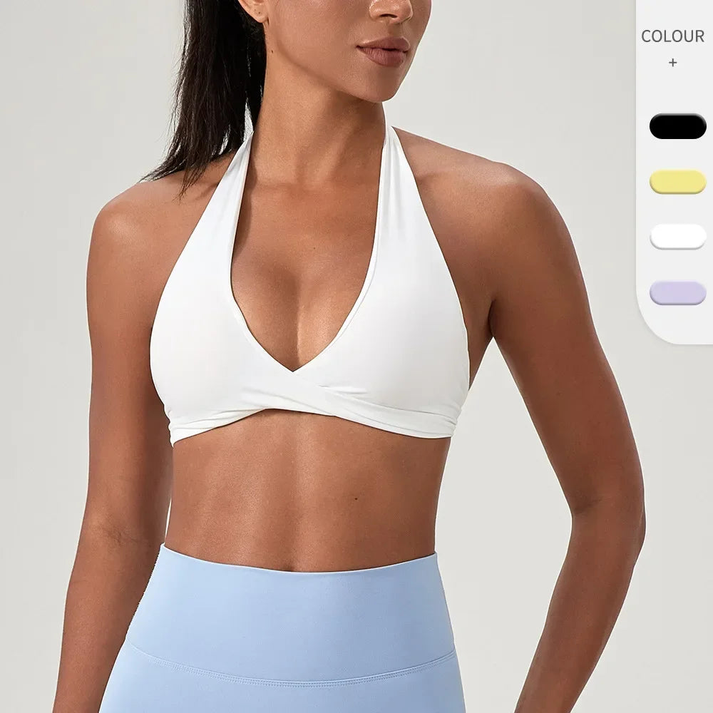 Strappy Open Back Halter Bra