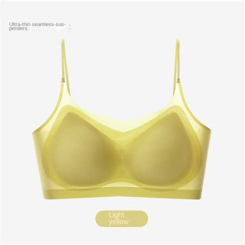 Seamless Breathable Ice Silk Back Halter Bra