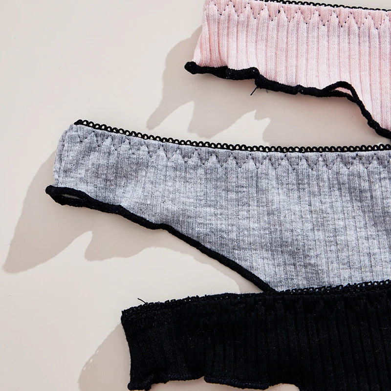 3Pc Cotton Thong Low-rise Panties