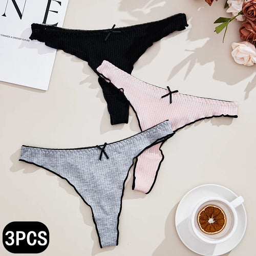 3Pc Cotton Thong Low-rise Panties