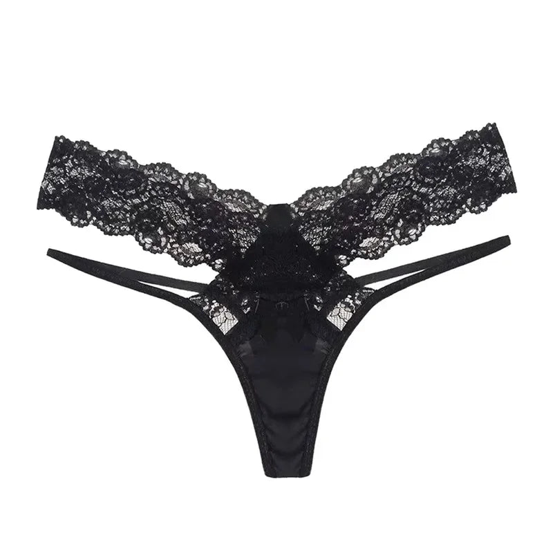 Low-Rise Floral Lace Mesh Panties