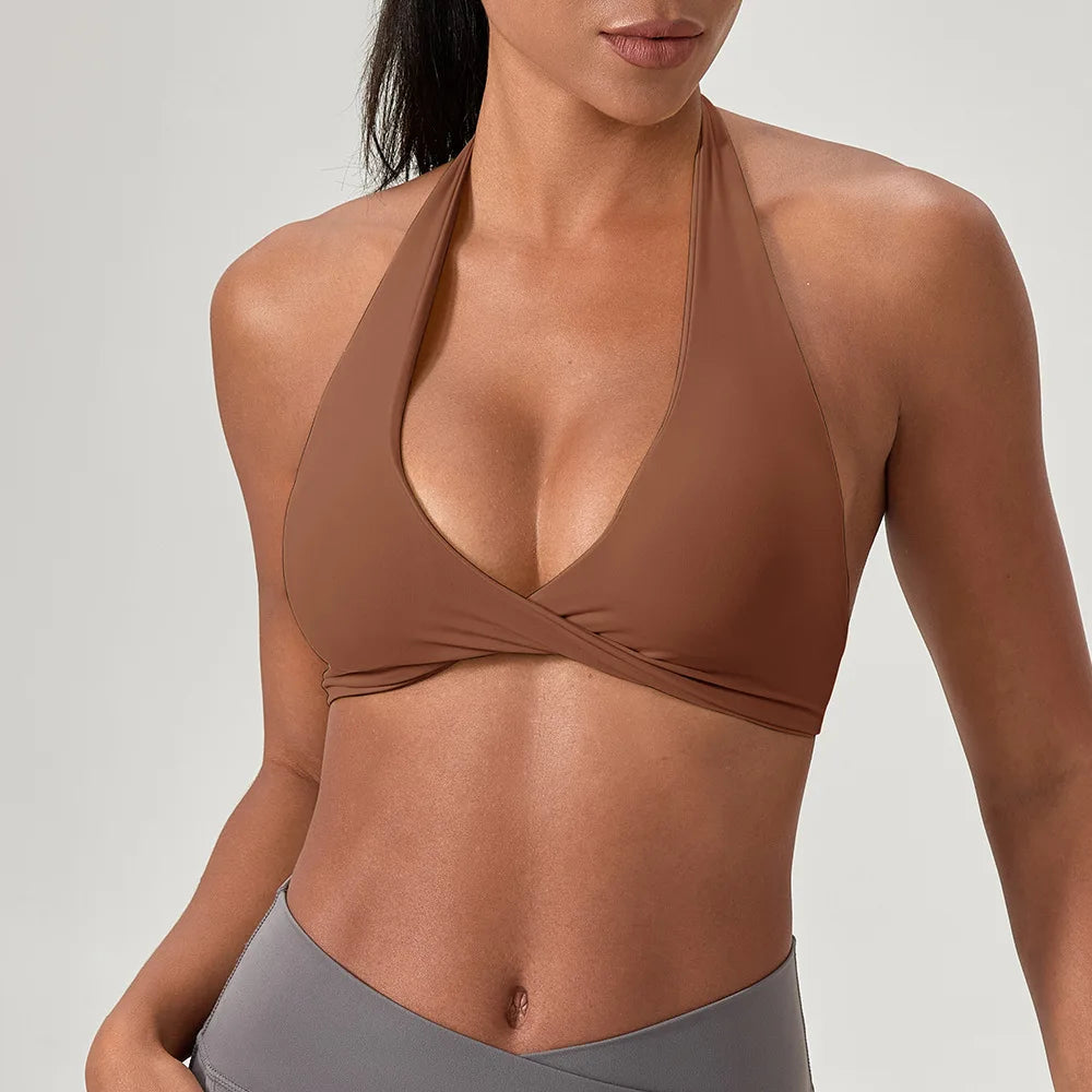 Strappy Open Back Halter Bra