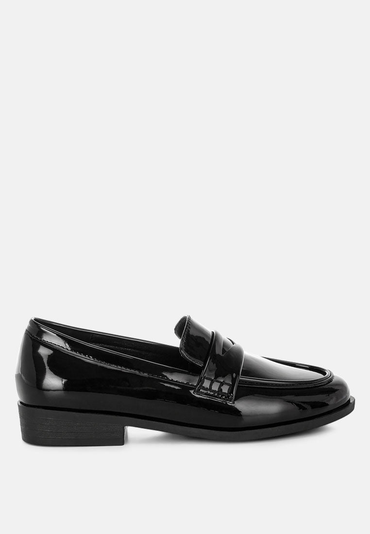 Penny Strap Patent Faux Leather Loafers