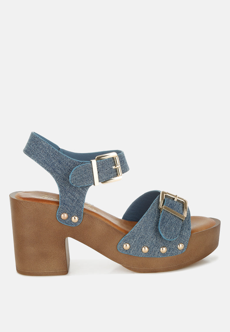 Studded Denim Clog Sandals