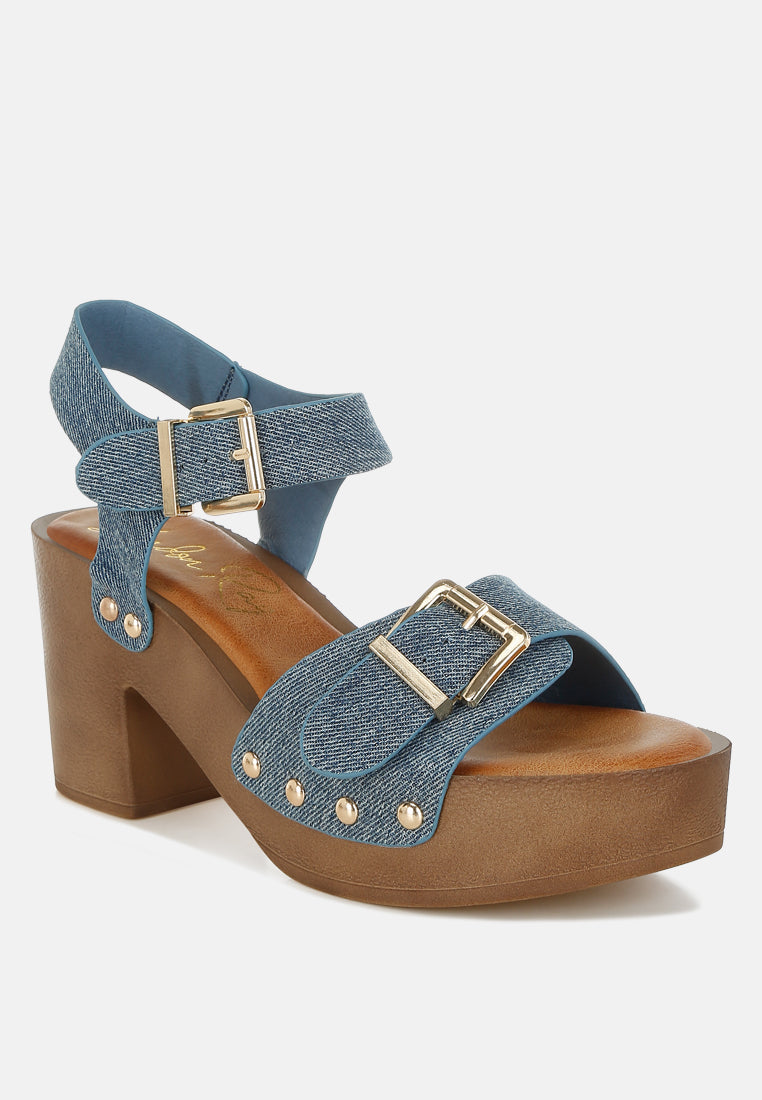 Studded Denim Clog Sandals
